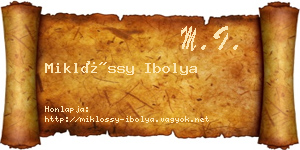 Miklóssy Ibolya névjegykártya